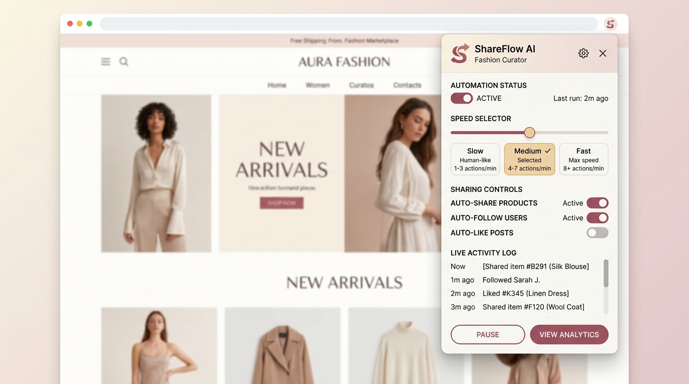 Posher Loop Chrome Extension Interface Floating over Poshmark Web Page